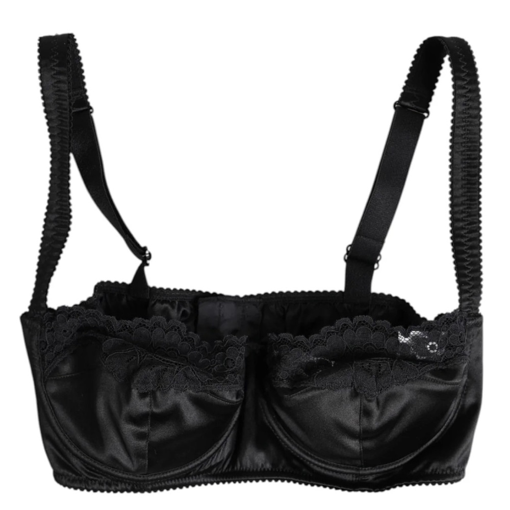 Dolce & Gabbana Black Silk Underwired Balconette Bra Underwear. Size IT4 NWT